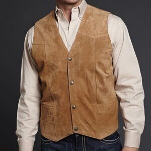 CRIPPLE CREEK Mens Tan‎ Suede Western Vest Style ML3061 Size XL